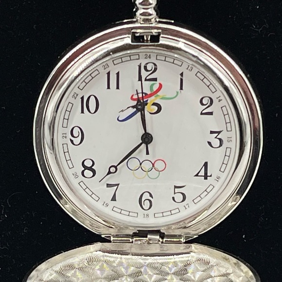 Beijing 2008 Olympics Pocket Watch Collectible Flip Open Pocketwatch with Chain - Picture 4 of 12
